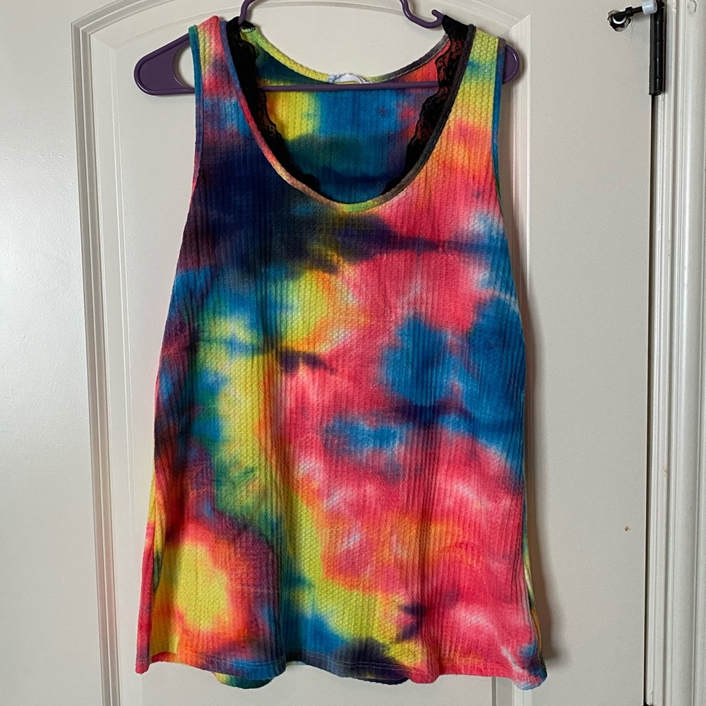 Tue dyed waffle knit tank